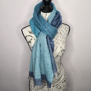 Tickled Pink Multi Blues & Teal Women's Blanket Scarf One Size